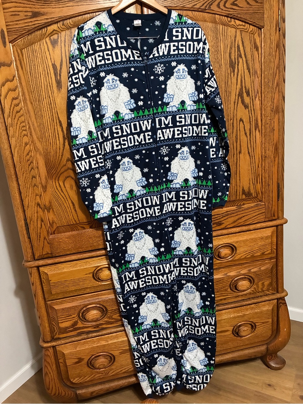Yeti Men’s Medium I'm Snow Awesome' Yeti Holiday Pajama One Piece